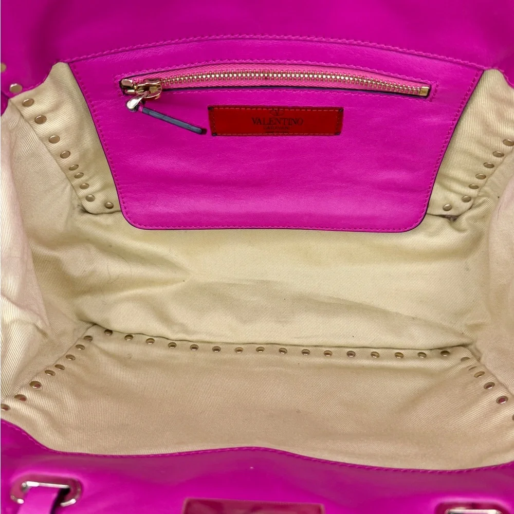 Valentino Garavani Pink Rockstud Leather Tote with Gold Hardware
